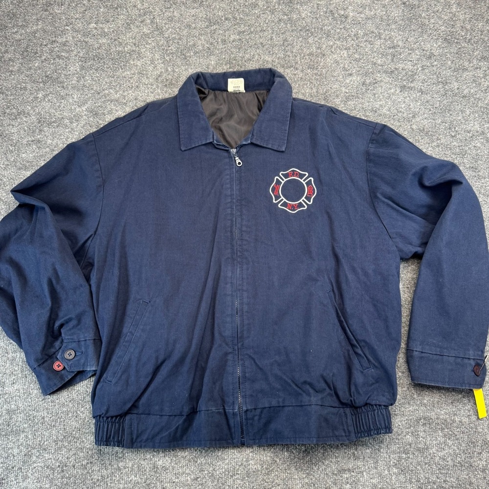 Vintage New York Fire Deptartment Jacket Mens XL Blue NYFD Made USA Ladder 62